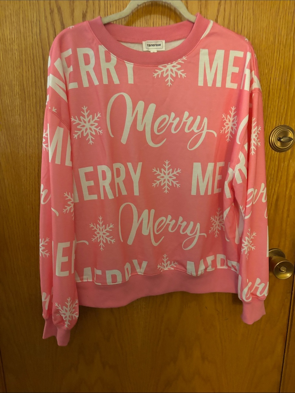 rare·raw Pink 'Merry' Holiday Crewneck Sweatshirt - Women